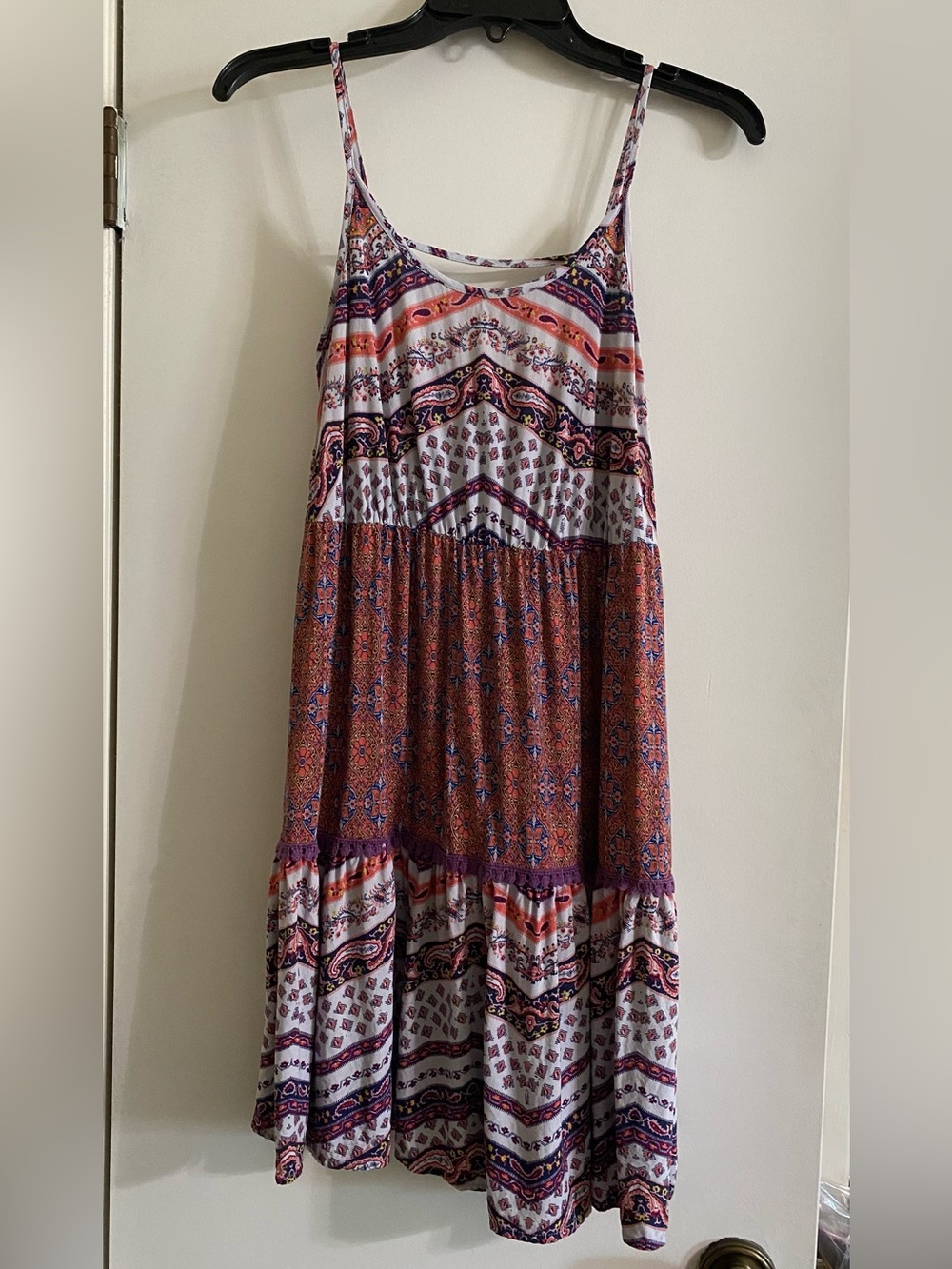 Mossimo Supply Co. Spaghetti-Strap Tiered Dress in Rust and Purple